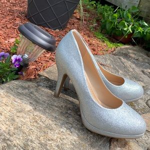 Silver sparkle heels